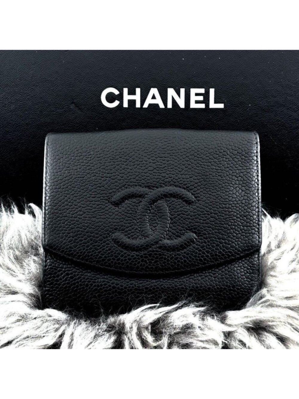 Chanel Wallet Coco Stitch Caviar Snap Bifold